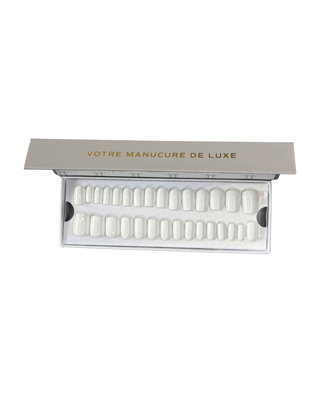 Coconut - Faux ongles blancs carrés extra court