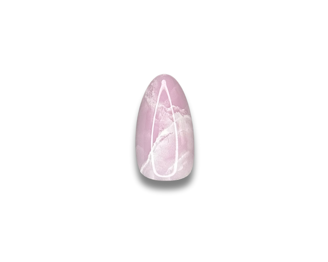 Pink Marbré - Faux ongles roses arrondis