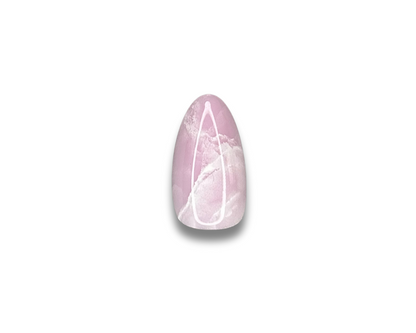 Pink Marbré - Faux ongles roses arrondis